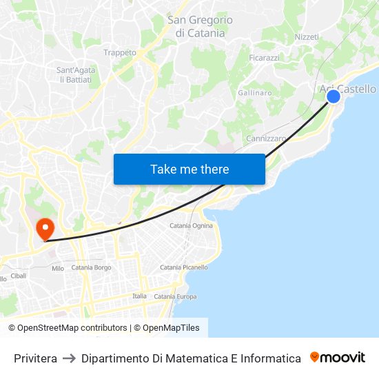 Privitera to Dipartimento Di Matematica E Informatica map