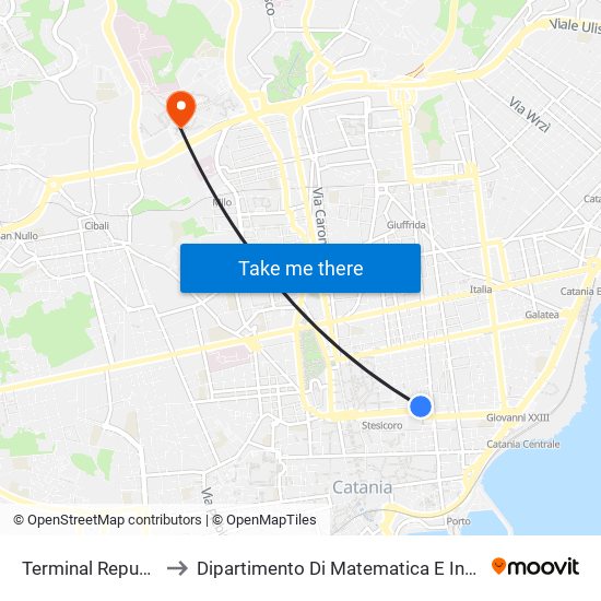 Terminal Repubblica to Dipartimento Di Matematica E Informatica map