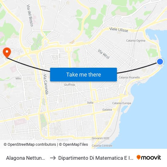 Alagona Nettuno Ovest to Dipartimento Di Matematica E Informatica map