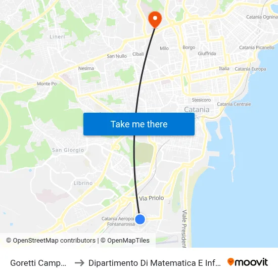 Goretti South Field to Department of Mathematics and Computer Science map