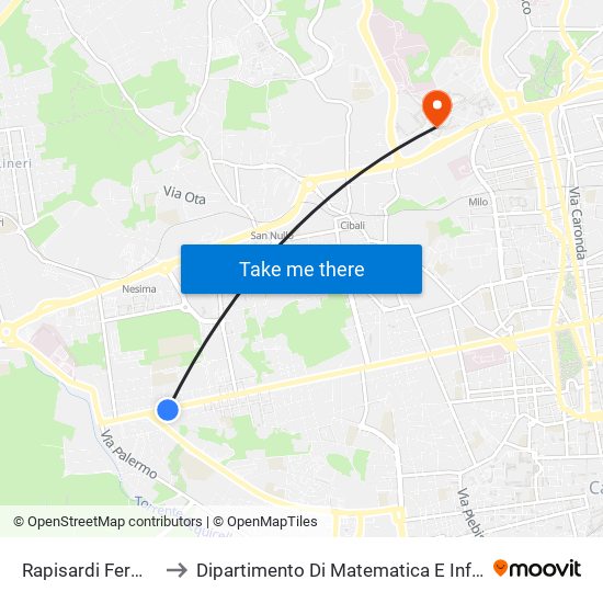 Rapisardi Fermi Sud to Dipartimento Di Matematica E Informatica map