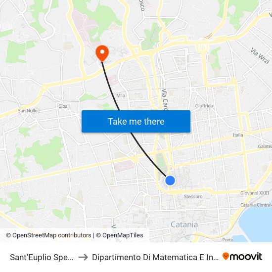 Sant'Euplio Spedalieri to Dipartimento Di Matematica E Informatica map