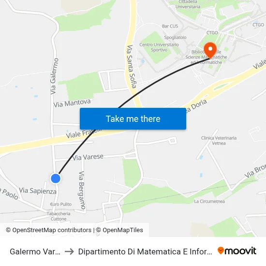 Galermo Varese to Department of Mathematics and Computer Science map