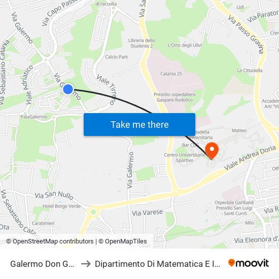 Galermo Don Gnocchi to Dipartimento Di Matematica E Informatica map
