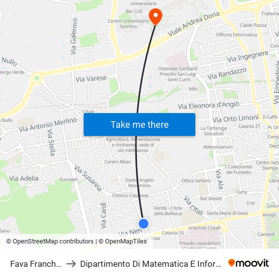 Fava Franchetti to Dipartimento Di Matematica E Informatica map