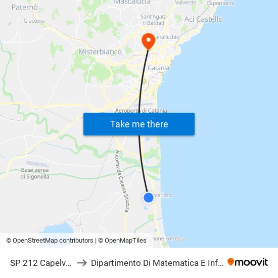SP 212 Capelvenere to Dipartimento Di Matematica E Informatica map