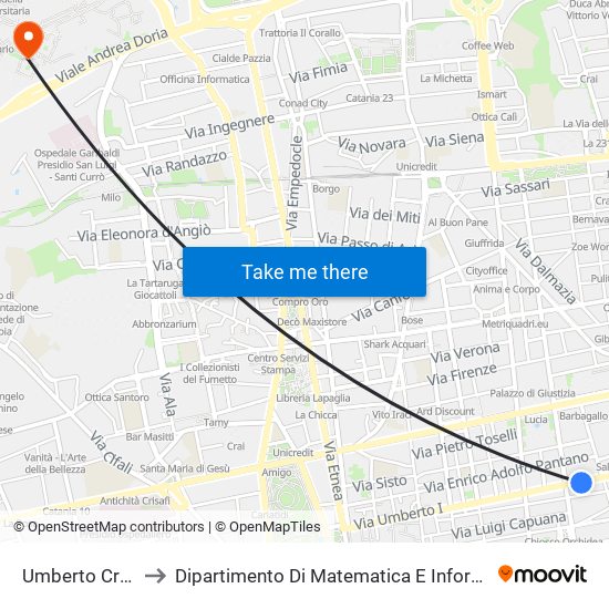 Umberto Crispi to Dipartimento Di Matematica E Informatica map
