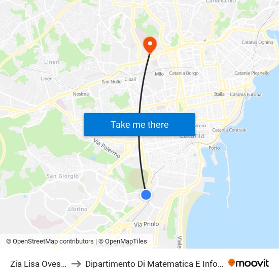 Zia Lisa Ovest (1) to Dipartimento Di Matematica E Informatica map