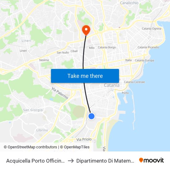 Acquicella Porto Officina Ferroviaria Nord to Dipartimento Di Matematica E Informatica map