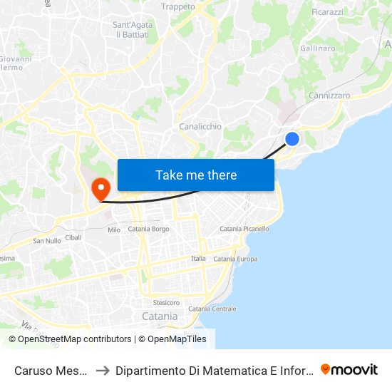 Caruso Messina to Dipartimento Di Matematica E Informatica map