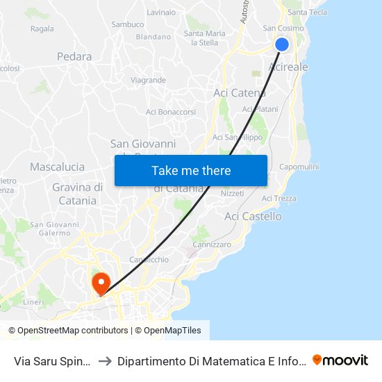 Via Saru Spina, 4a to Dipartimento Di Matematica E Informatica map