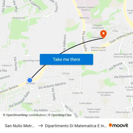 San Nullo Metro North to Department of Mathematics and Computer Science map
