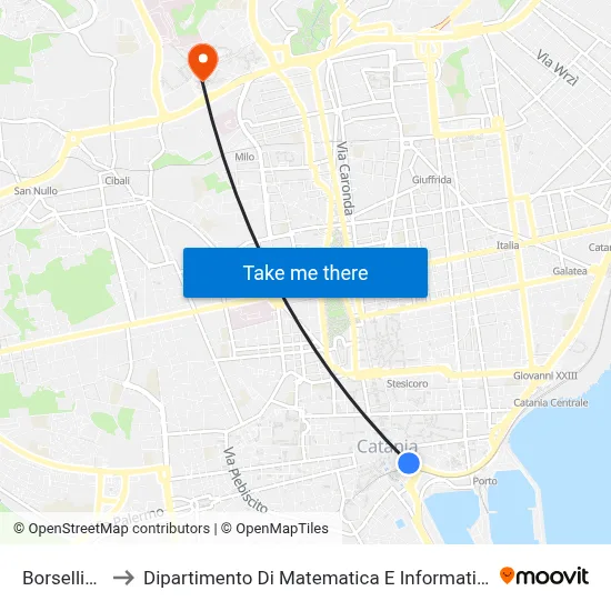 Borsellino to Department of Mathematics and Computer Science map
