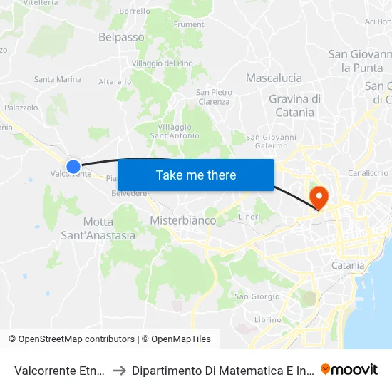 Valcorrente Etnapolis to Department of Mathematics and Computer Science map