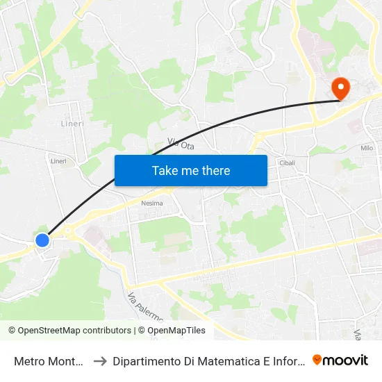 Monte Po Metro to Department of Mathematics and Computer Science map