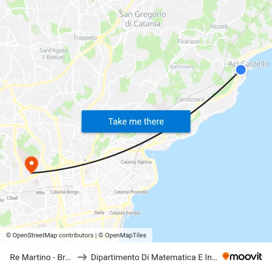 Re Martino - Brancati to Department of Mathematics and Computer Science map