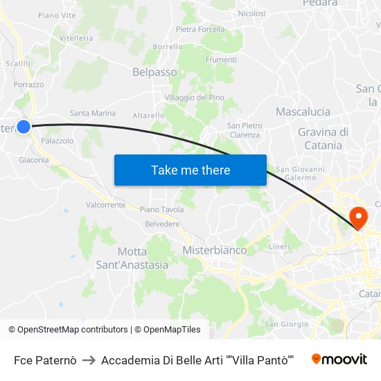 Fce Paternò to Accademia Di Belle Arti ""Villa Pantò"" map