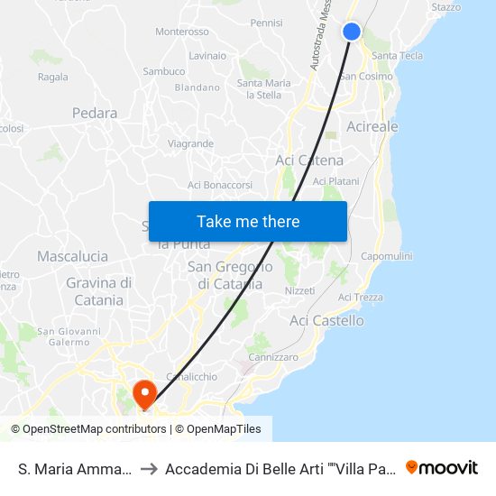 S. Maria Ammalati to Accademia Di Belle Arti ""Villa Pantò"" map