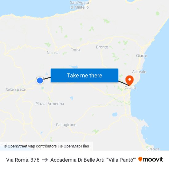 Via Roma, 376 to Accademia Di Belle Arti ""Villa Pantò"" map