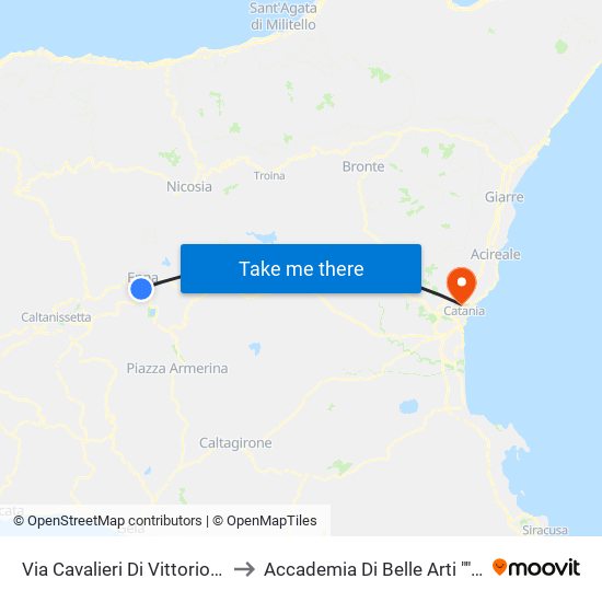 Via Cavalieri Di Vittorio Veneto, 45 to Accademia Di Belle Arti ""Villa Pantò"" map