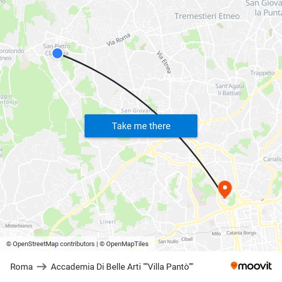 Roma to Accademia Di Belle Arti ""Villa Pantò"" map
