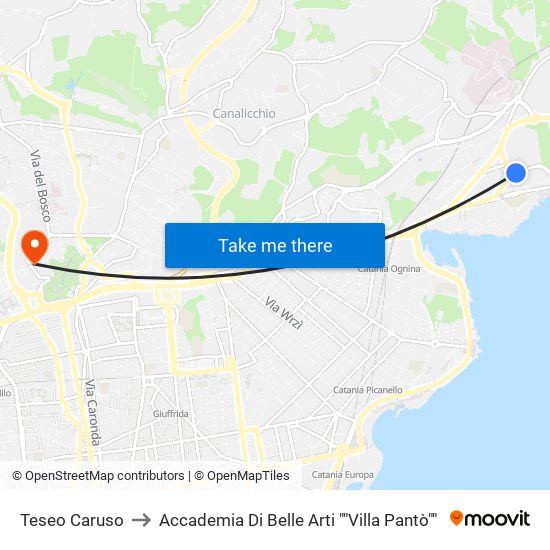 Teseo Caruso to Accademia Di Belle Arti ""Villa Pantò"" map