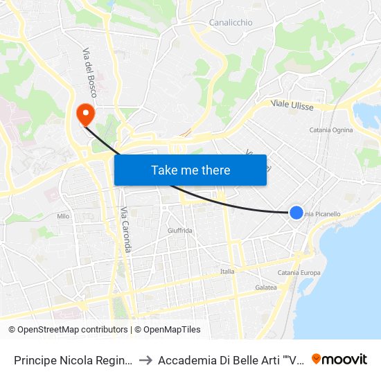 Principe Nicola Regina Bianca to Accademia Di Belle Arti ""Villa Pantò"" map