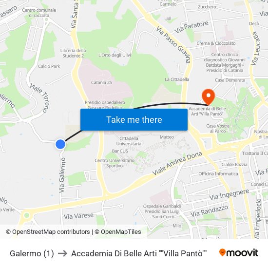 Galermo (1) to Accademia Di Belle Arti ""Villa Pantò"" map