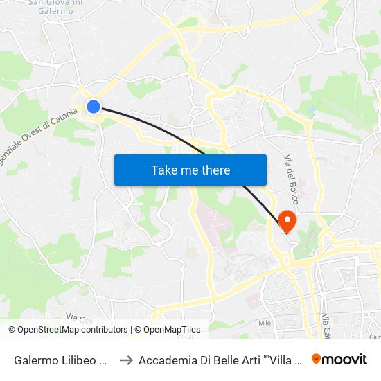 Galermo Lilibeo Ovest to Accademia Di Belle Arti ""Villa Pantò"" map