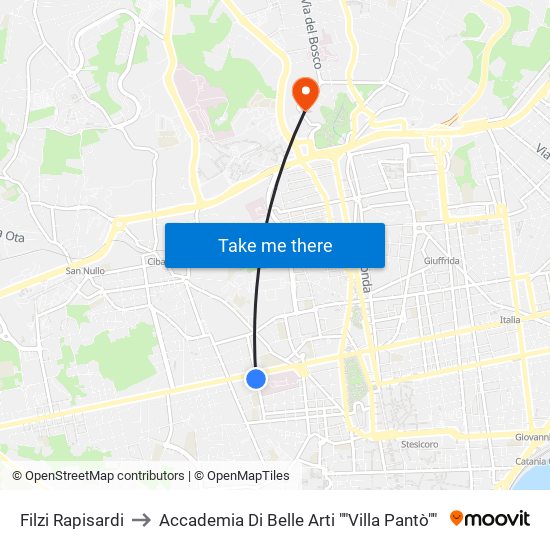 Filzi Rapisardi to Accademia Di Belle Arti ""Villa Pantò"" map