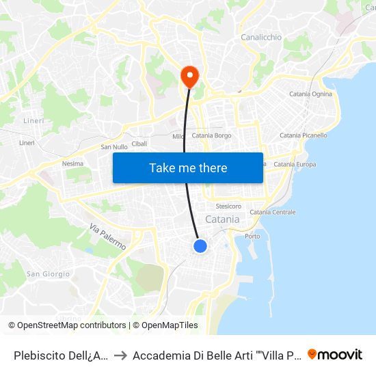 Plebiscito Dell¿Aiuto to Accademia Di Belle Arti ""Villa Pantò"" map