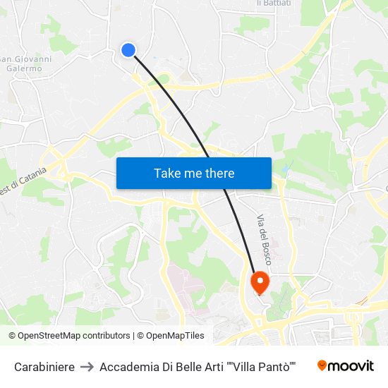 Carabiniere to Accademia Di Belle Arti ""Villa Pantò"" map