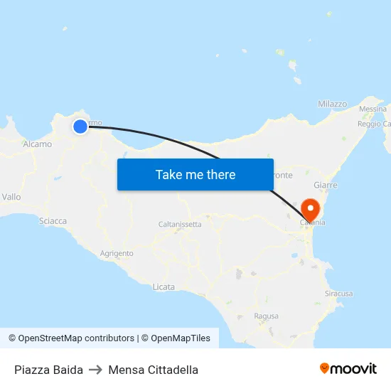 Piazza Baida to Cittadella Cafeteria map