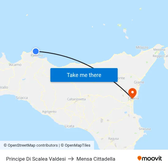 Prince of Scalea Valdesi to Cittadella Cafeteria map