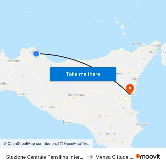 Central Station Internal Platform to Cittadella Cafeteria map