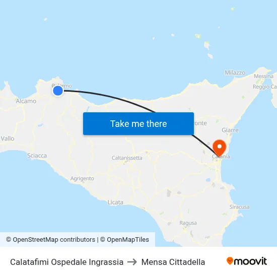 Calatafimi Ingrassia Hospital to Cittadella Cafeteria map