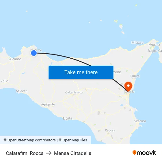 Calatafimi Rocca to Cittadella Cafeteria map