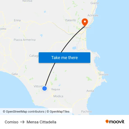 Comiso to Cittadella Cafeteria map