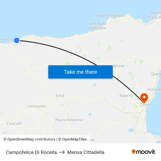 Campofelice Di Rocella to Cittadella Cafeteria map