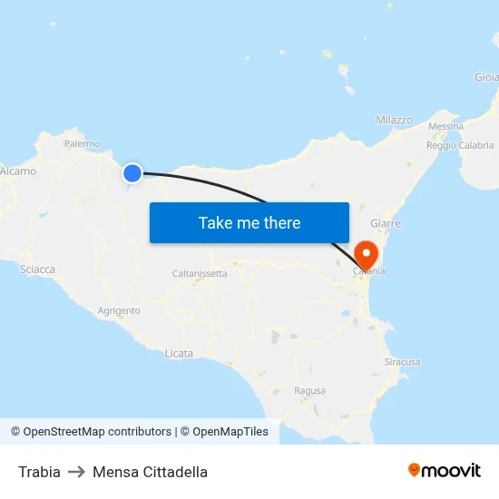 Trabia to Cittadella Cafeteria map