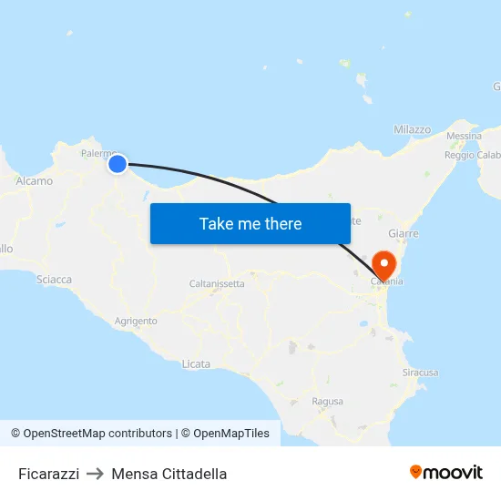 Ficarazzi to Cittadella Cafeteria map