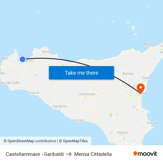 Castellammare - Garibaldi to Cittadella Cafeteria map