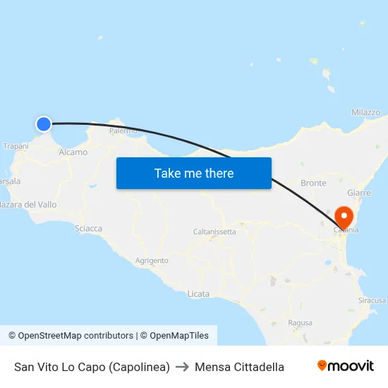 San Vito Lo Capo (Capolinea) to Cittadella Cafeteria map