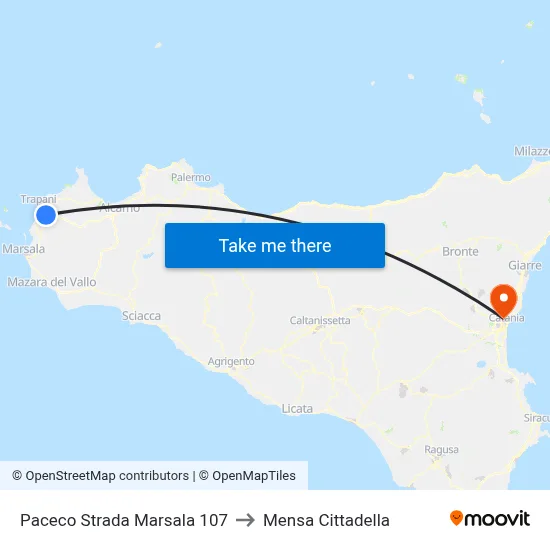 Paceco Marsala Road 107 to Cittadella Cafeteria map