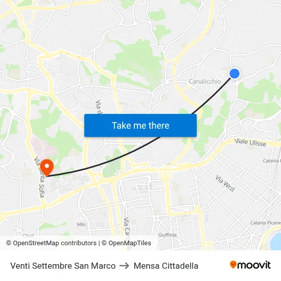 Venti Settembre San Marco to Cittadella Cafeteria map