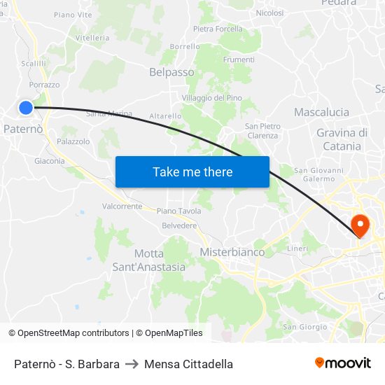 Paternò - S. Barbara to Mensa Cittadella map