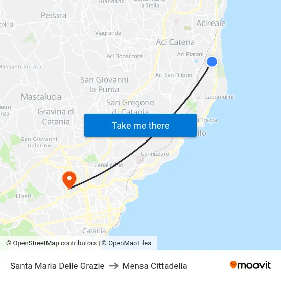 Santa Maria of Graces to Cittadella Cafeteria map