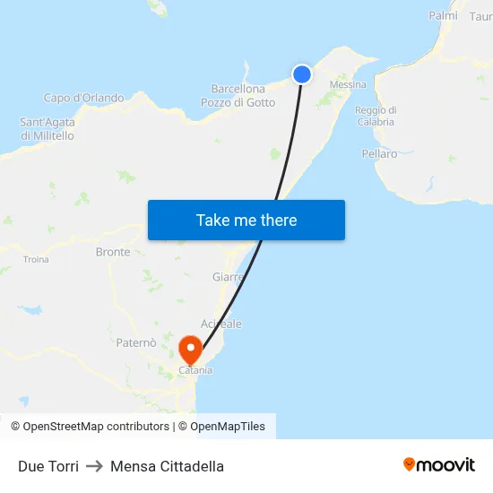 Due Torri to Cittadella Cafeteria map