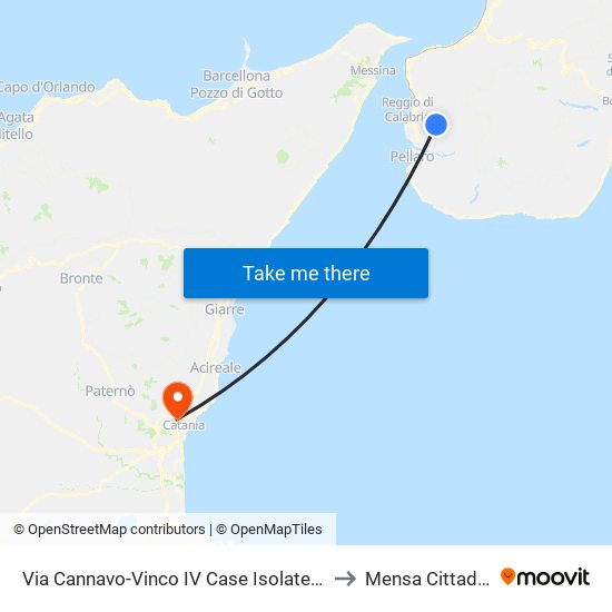 Via Cannavo-Vinco  IV Case Isolate (S/N) to Mensa Cittadella map