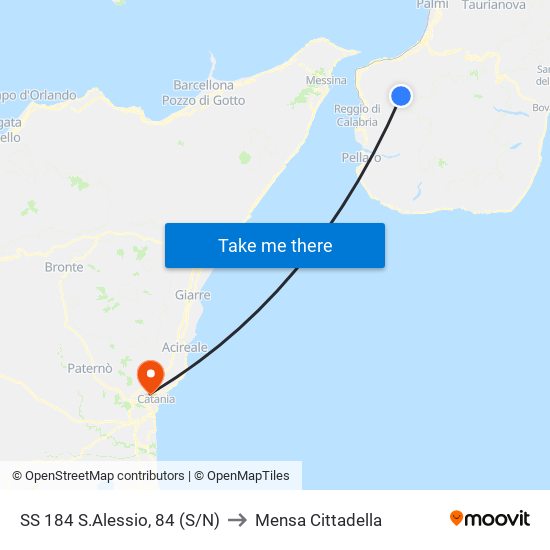 SS 184  S.Alessio, 84 (S/N) to Mensa Cittadella map